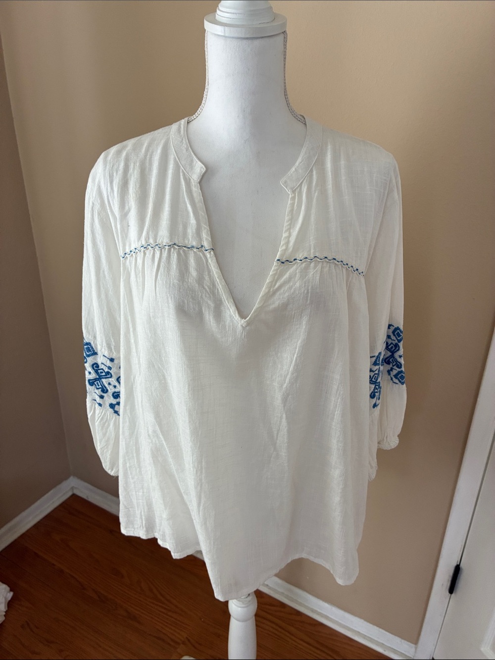 New Vintage Goa Blouse embroidered sleeves 100% cotton Italy